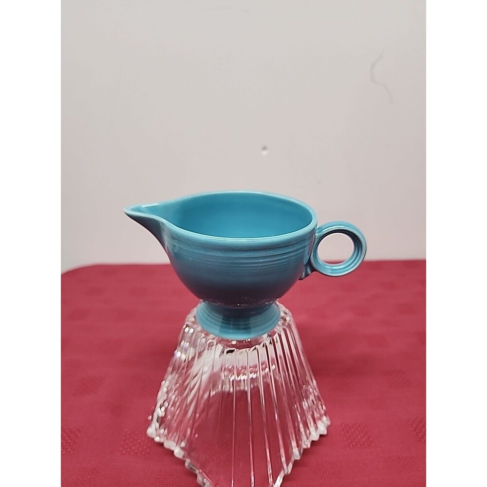 Vintage Fiesta Ring Handled Creamer In  Turquoise Pre 1960 Made In The USA EUC